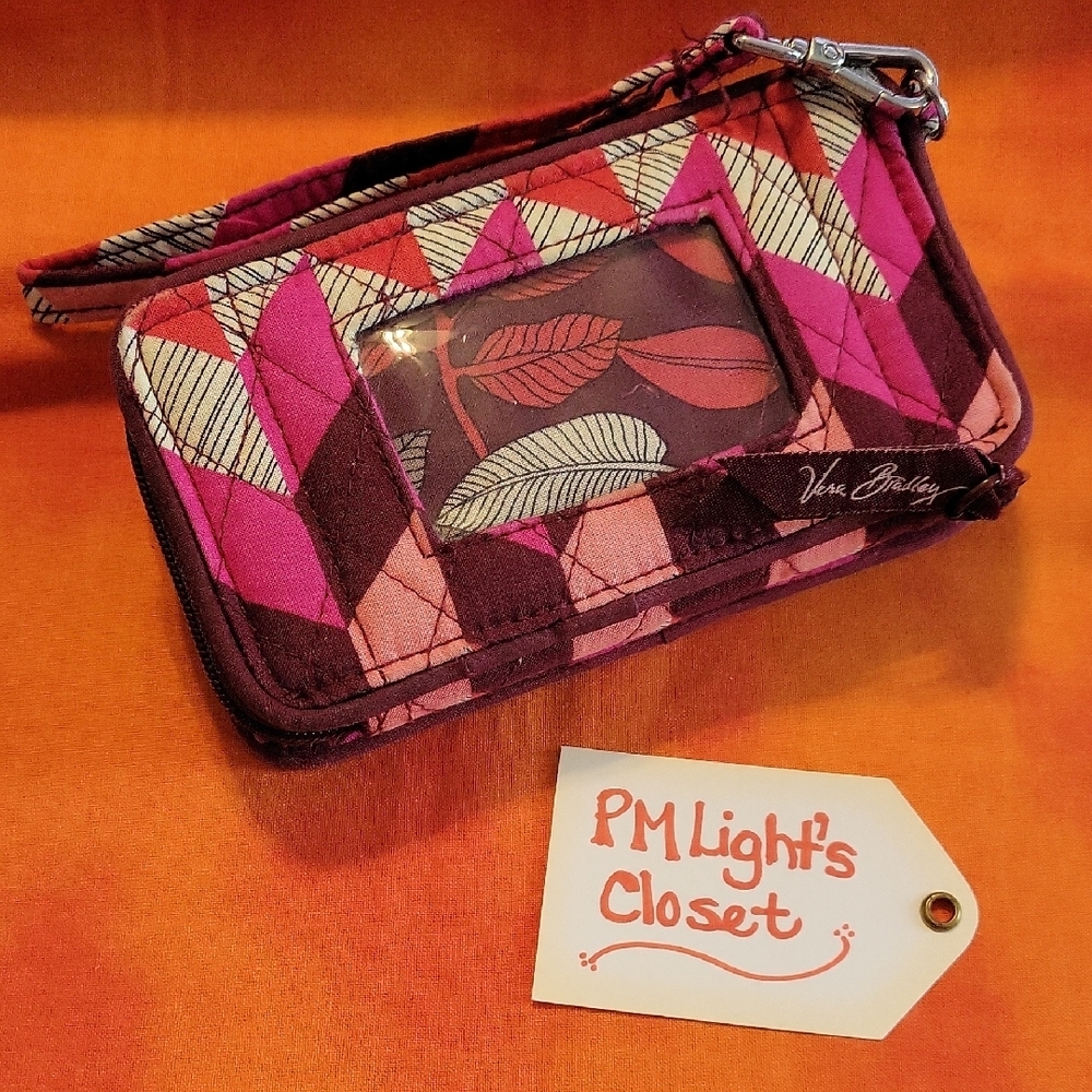 Vera Bradley Wristlet Wallet Bohemian Chevron Pattern Pink Purple